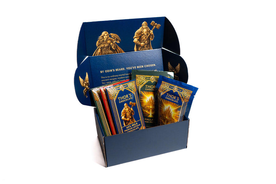 Thor-themed product set with books and packaging on a white background