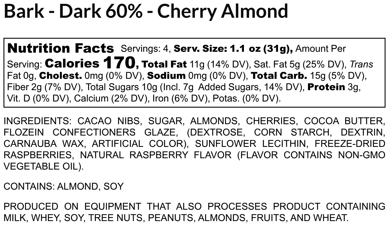 Cherry & Almond - Dark Chocolate Bark